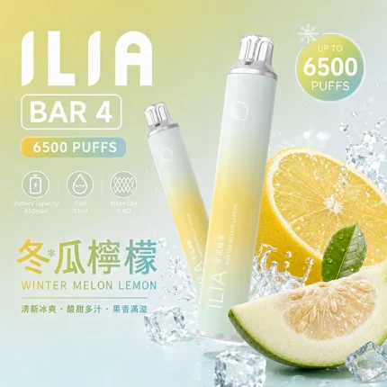 一次性電子煙 哩亞ILIA BAR 4 6500口 24種口味 冬瓜檸檬