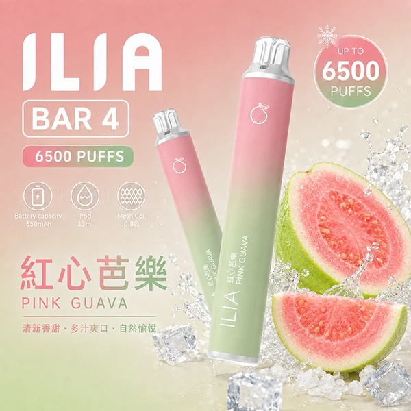 一次性電子煙 哩亞ILIA BAR 4 6500口 24種口味 紅心芭樂